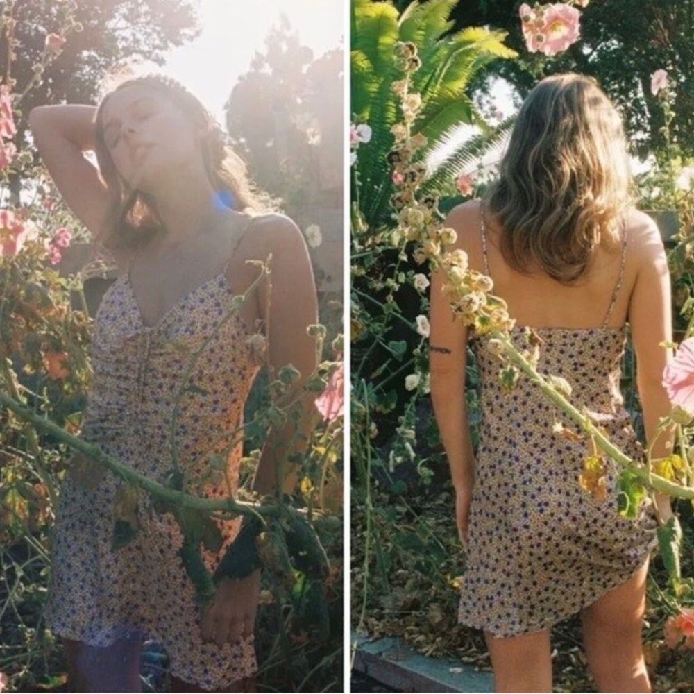ZARA DRAPED SATIN EFFECT FLORAL DRESS 
Spaghetti Strap blogger favourite